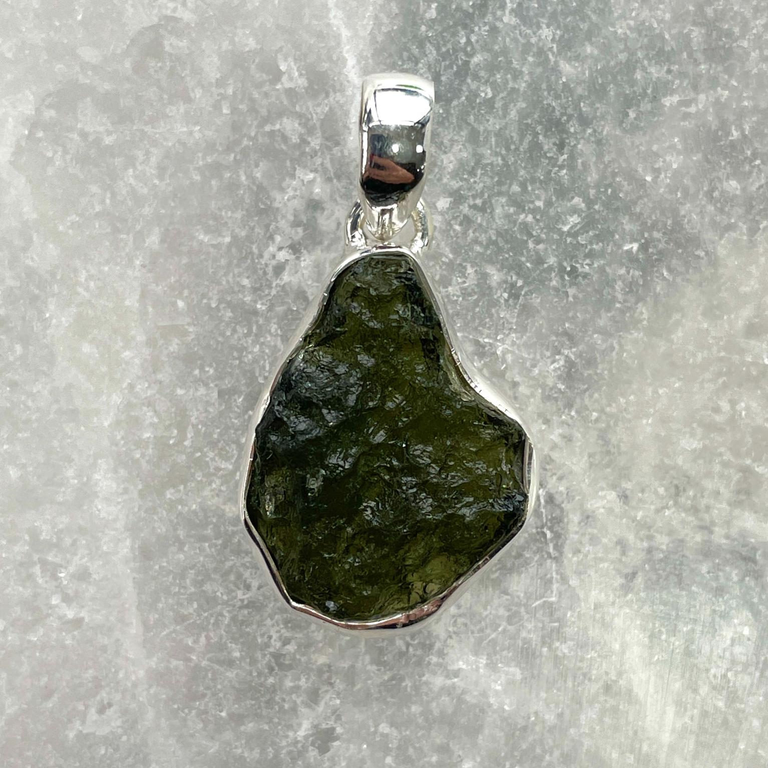 Moldavite - Silver Pendant Large - M36 Moldavite - Silver Pendant Large - M36